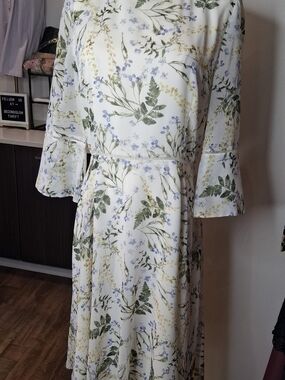 Hobbs London Virginia Chiffon Floral Midi Tea Dress UK 10 US 6